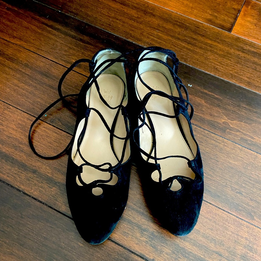 Kate & Mel suede flat shoes with straps size 7 1/2 slightly worn